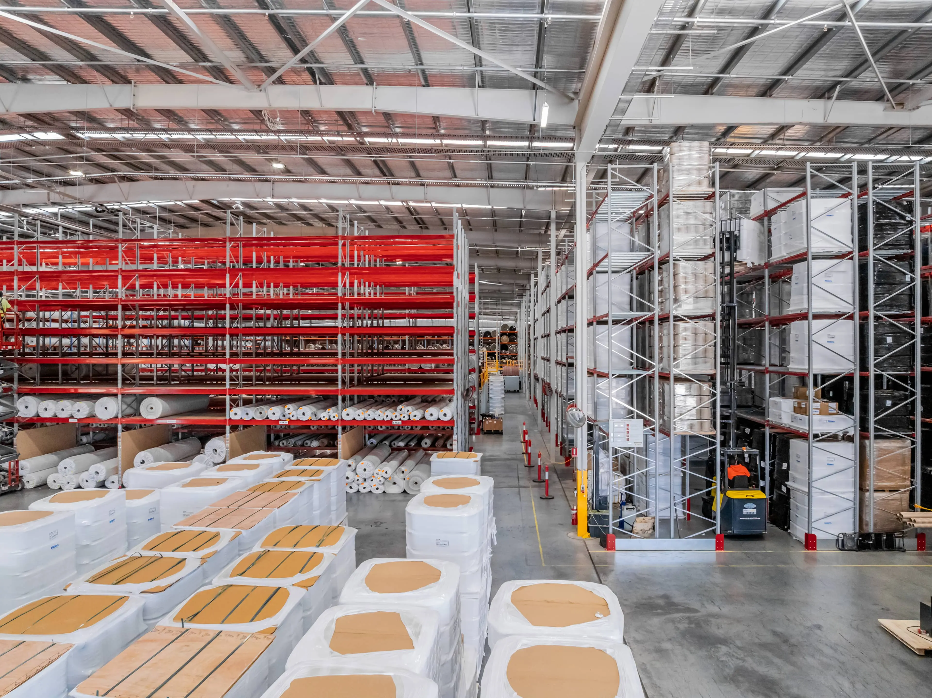 Pallet racking configurations supporting different warehouse storage requirements.